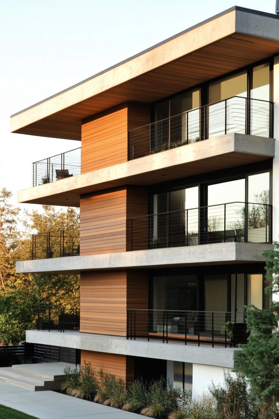 modern house facade with cantilevered balconies 3