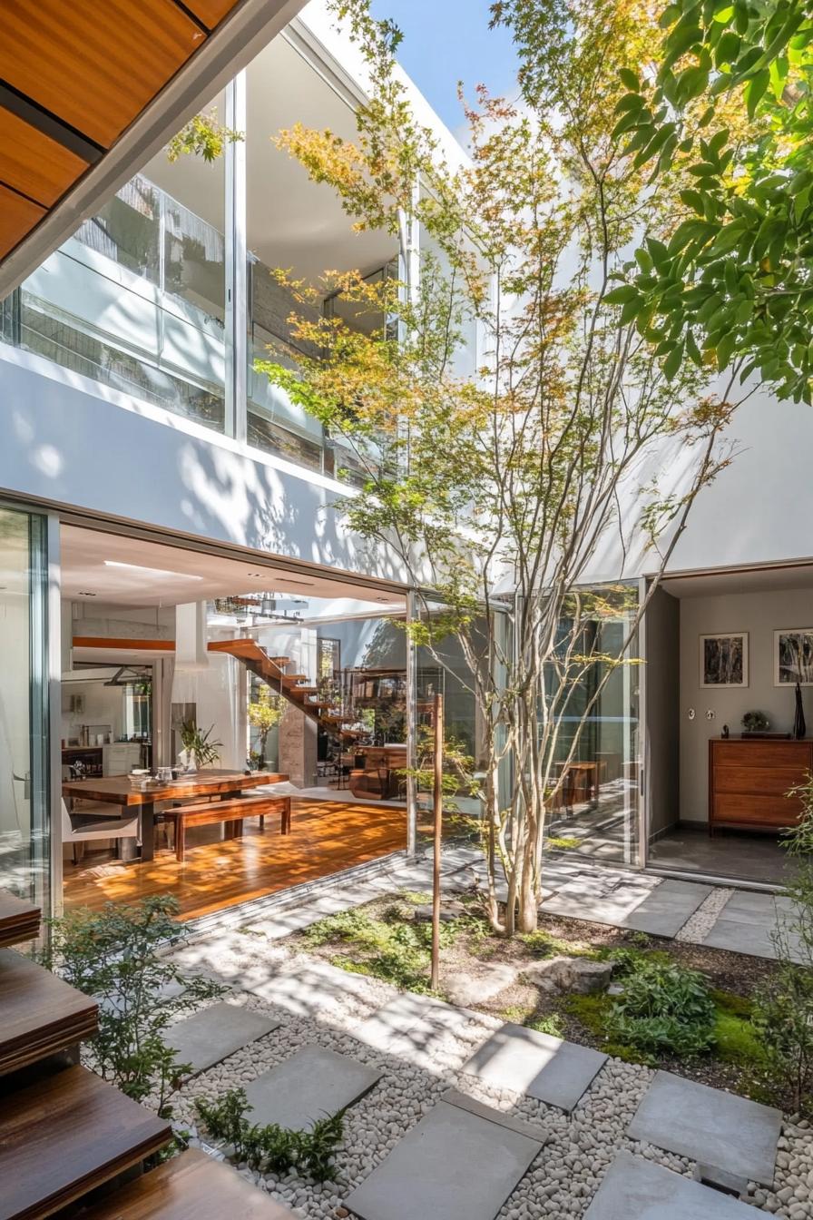 modern house patio garden connected to indoor atrium 1