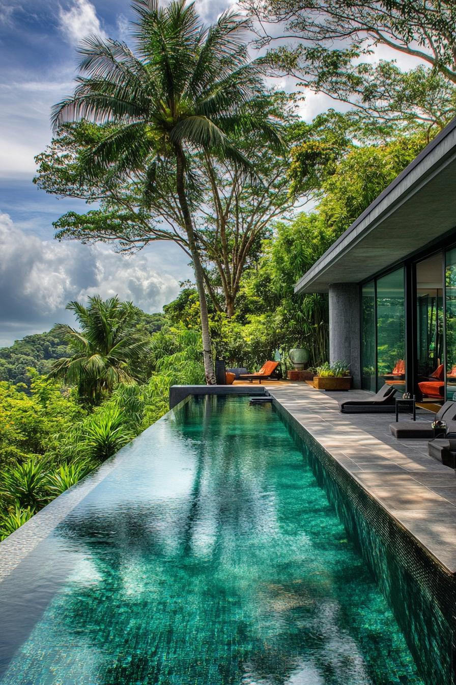 modern mansion pool in a lush tropical landscape 1