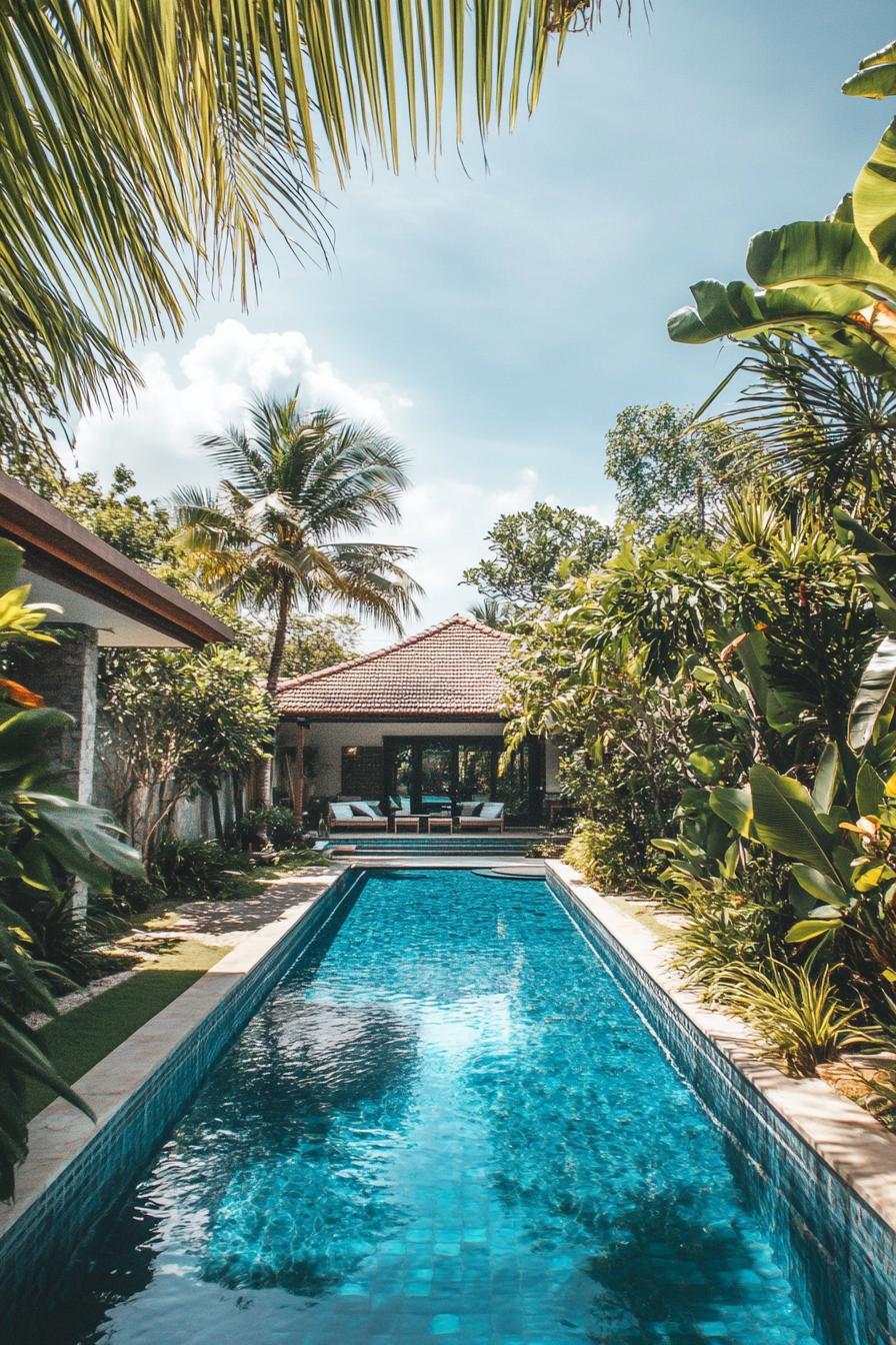 modern mansion pool in a lush tropical landscape 2