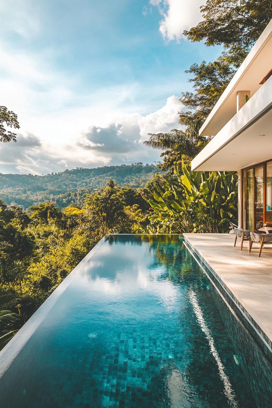 modern mansion pool in a lush tropical landscape 3