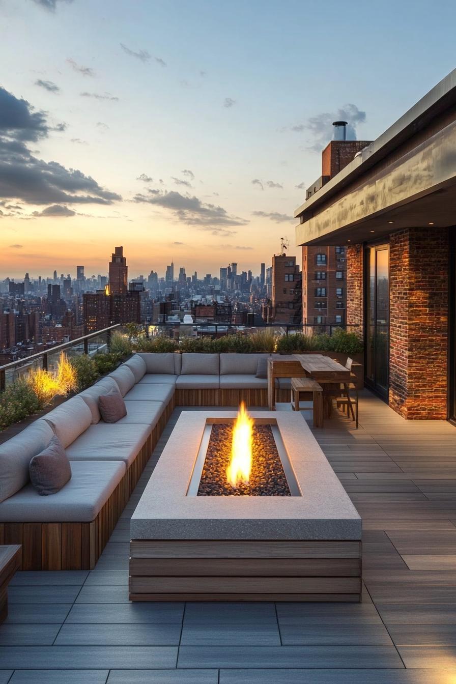 modern rooftop deck firepit lounge 1