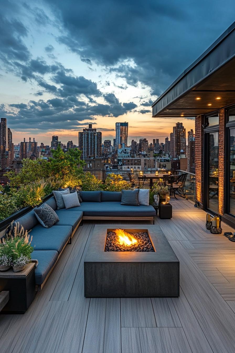 modern rooftop deck firepit lounge 2