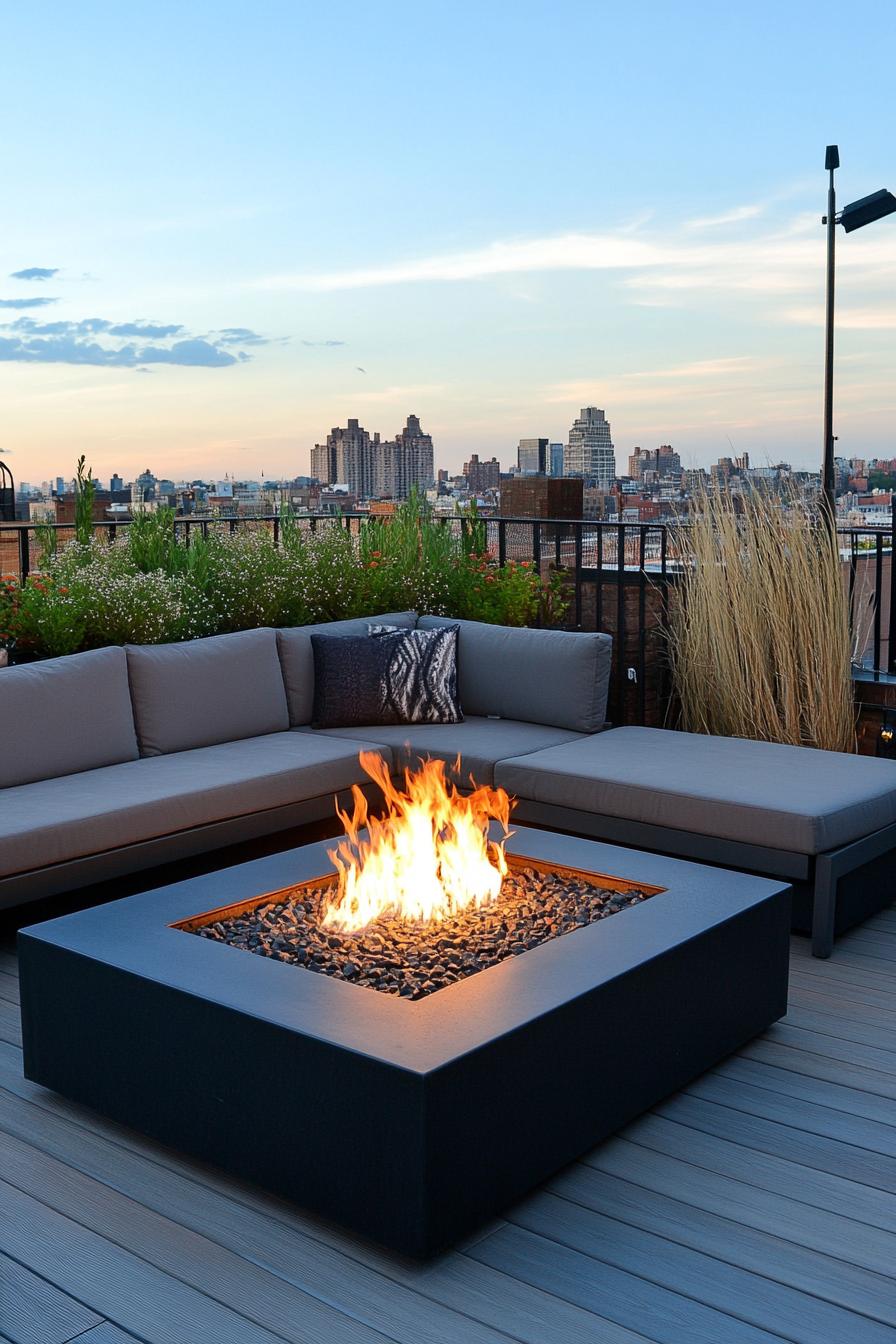 modern rooftop deck firepit lounge 3