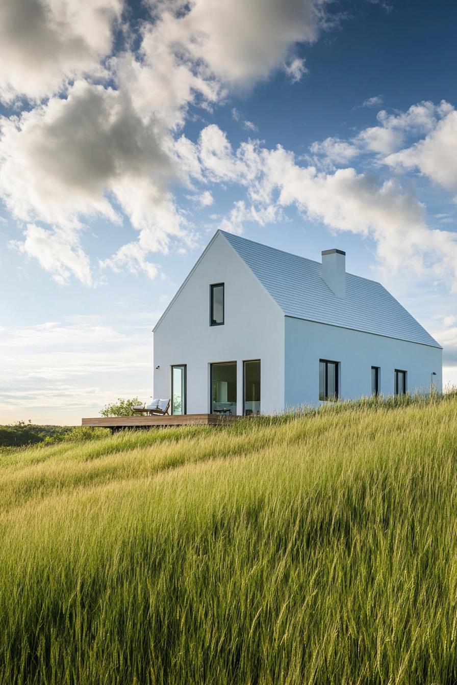 modern white chalk house exterior in stunning green fields 3