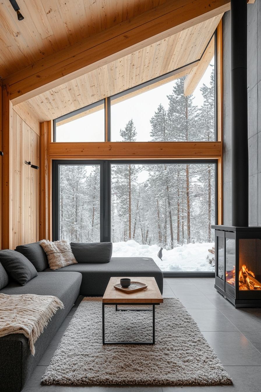 modern winter Nordic cabin with panoramic views 3