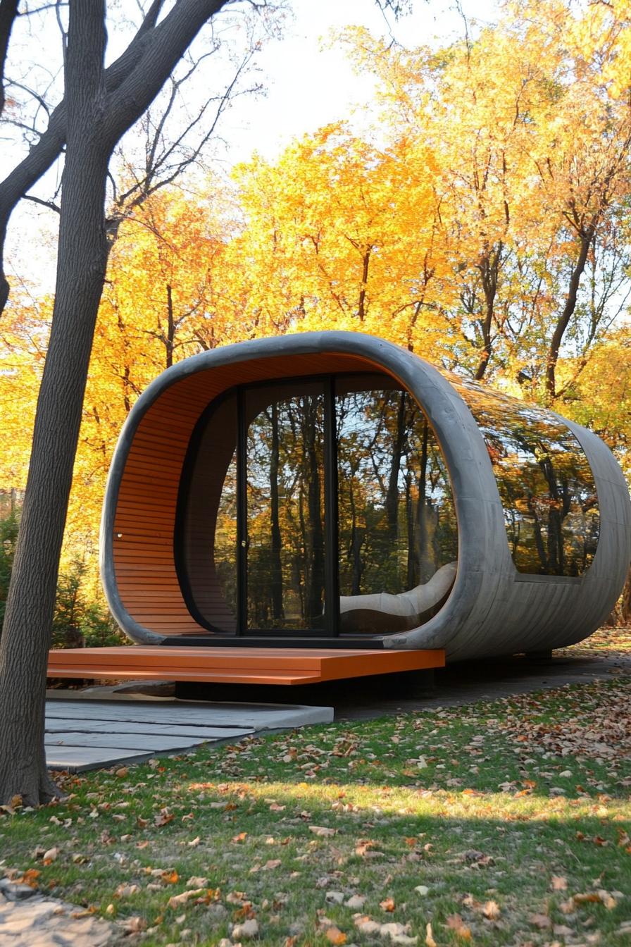 prefab 3 d printed sustainable pod home in a park 3