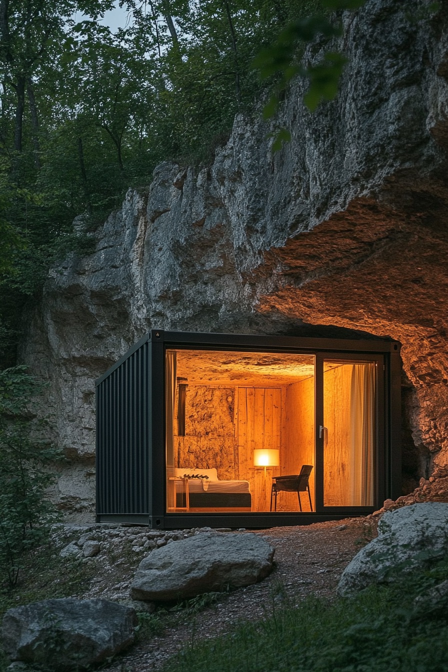 shipping container cave cabin 2