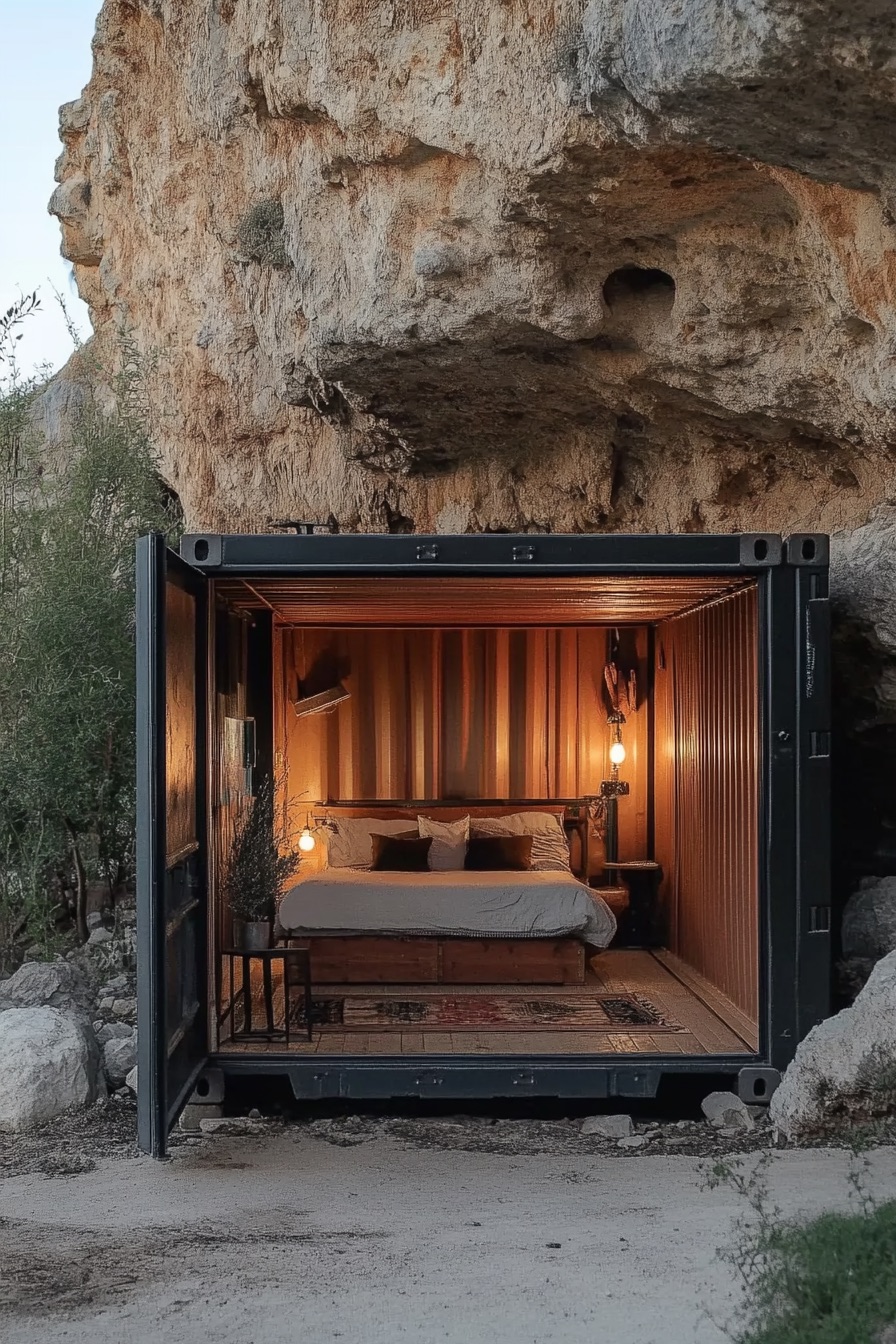 shipping container cave cabin 3