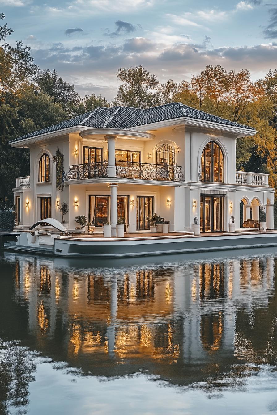 luxury expensive mansion house floating on a private lake 2