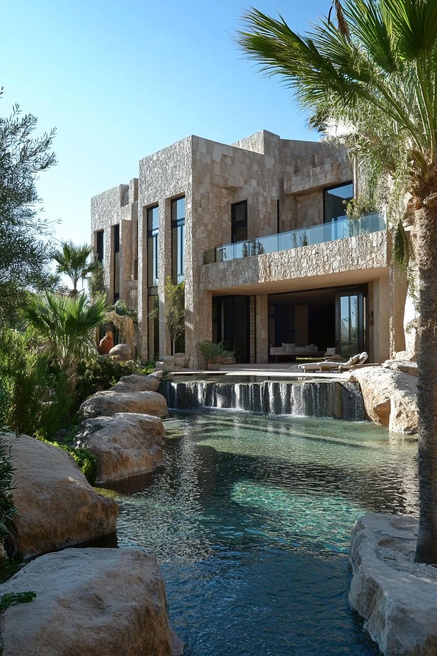 massive modern desert mansion palace oasis 1