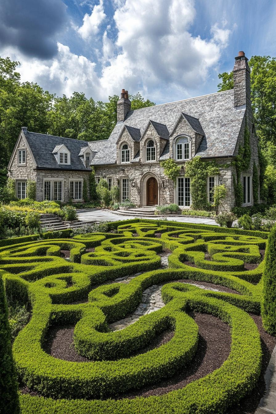 modern English manor with maze garden 1