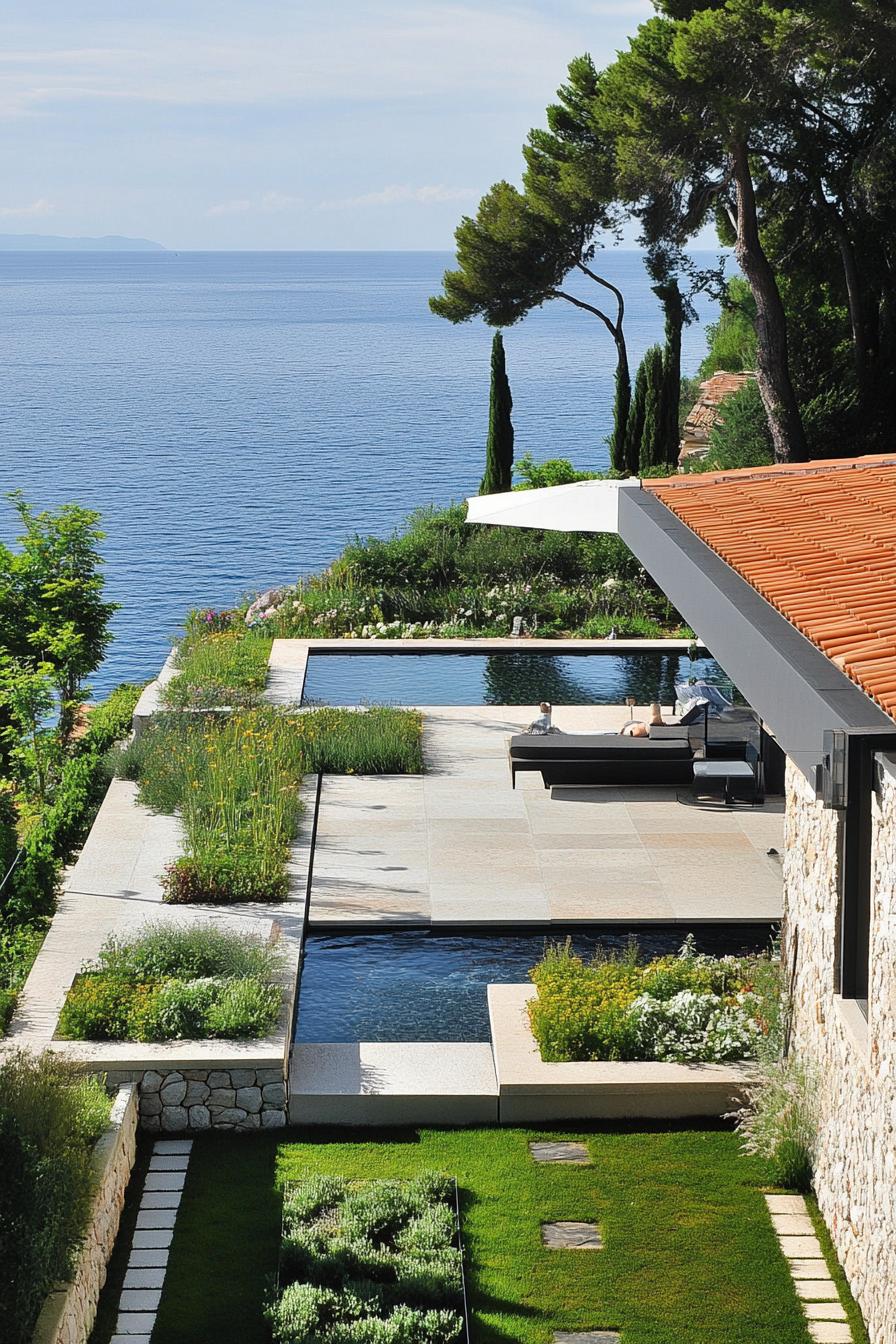 modern French house roof garden with French riviera stunning views 1