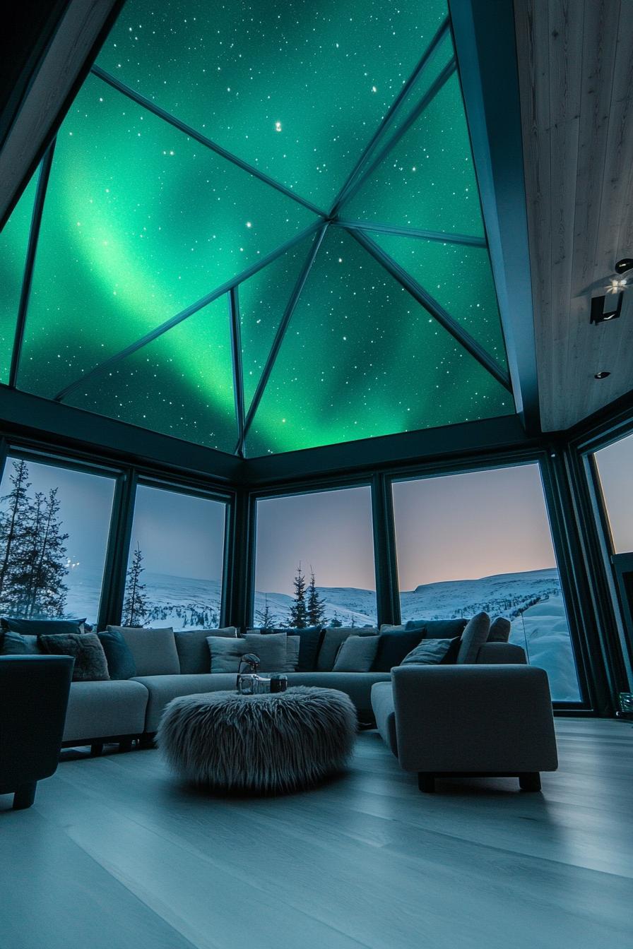 modern arctic dome house with aurora borealis ceiling 1