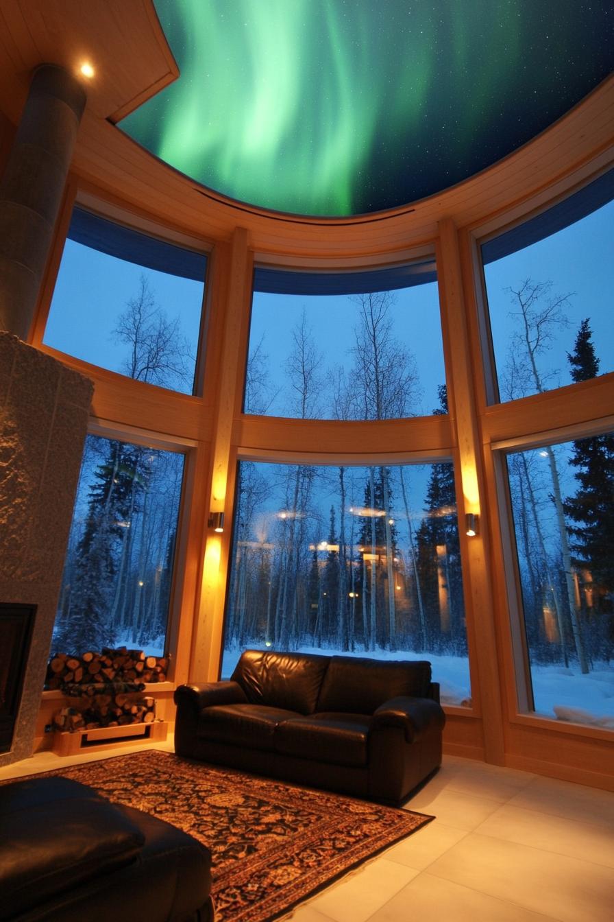 modern arctic dome house with aurora borealis ceiling 2