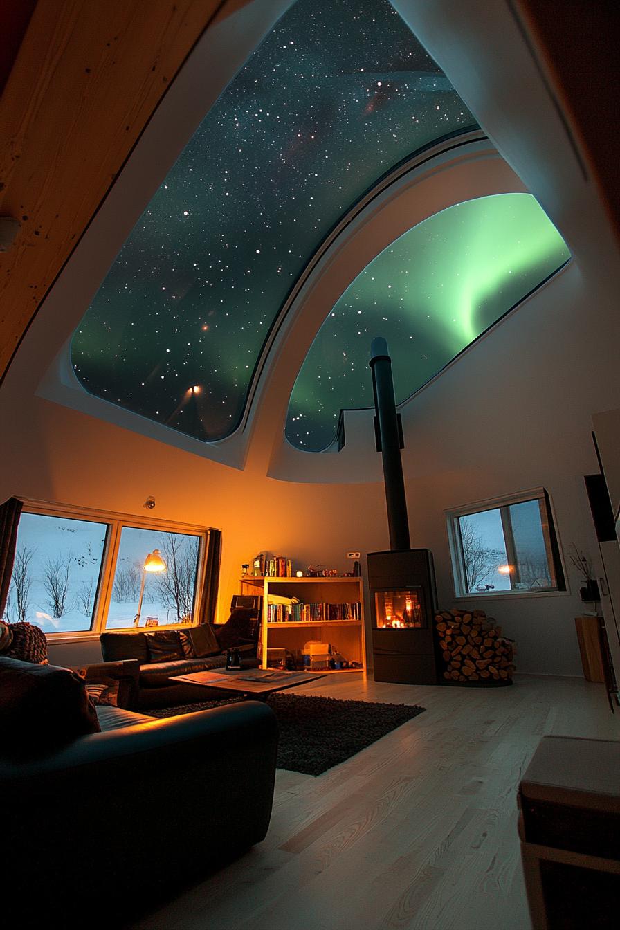 modern arctic dome house with aurora borealis ceiling 3