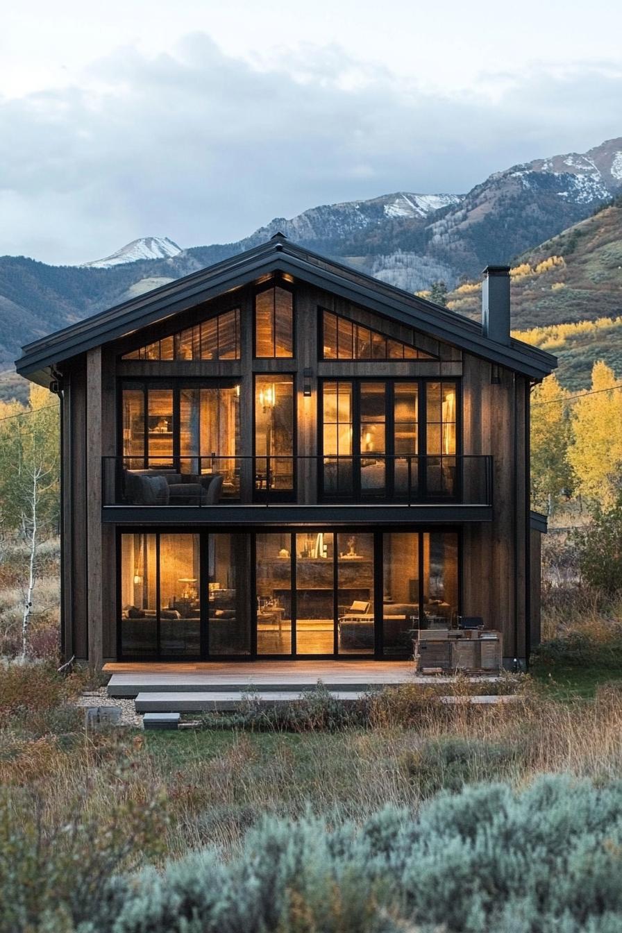 modern barn style house with loft storage large windows overlooking stunning mountain meadows 2