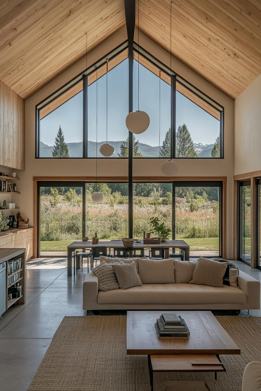 modern barn style house with loft storage large windows overlooking stunning mountain meadows 3