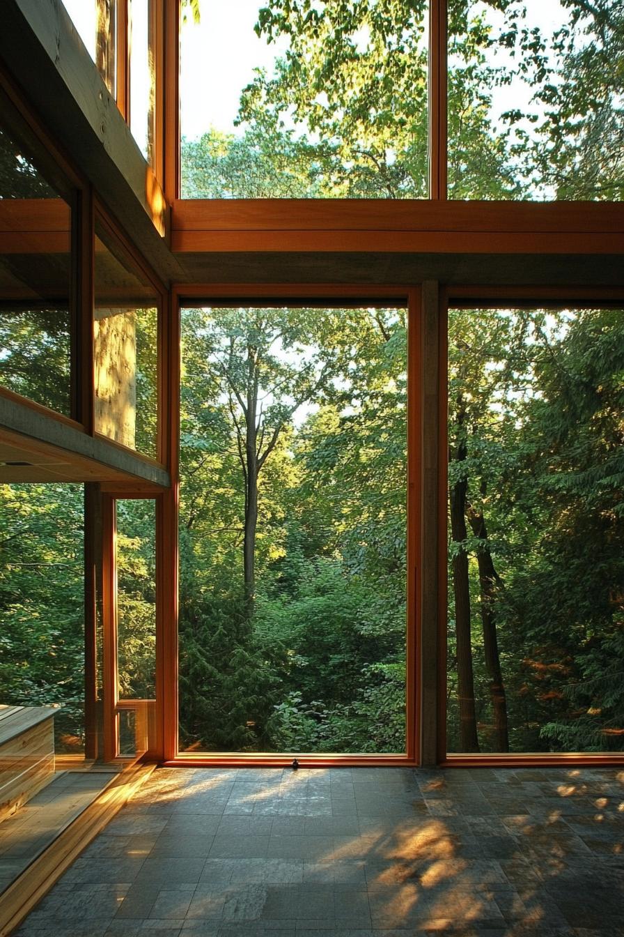 modern forest home skylight windows letting in morning sunshine 3