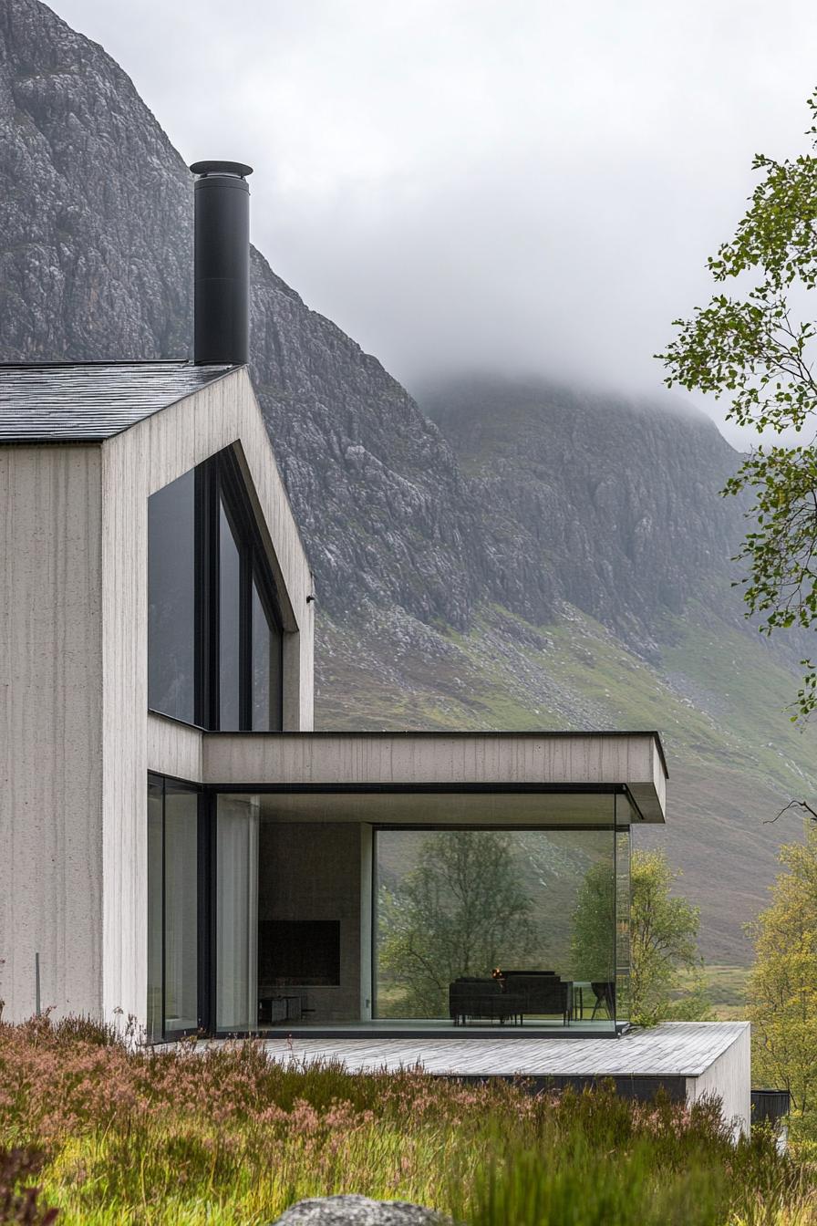 modern grey white house in stunning Scotland mountains 1