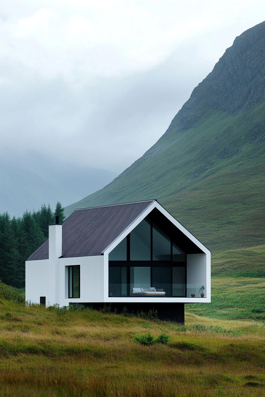 modern grey white house in stunning Scotland mountains 2