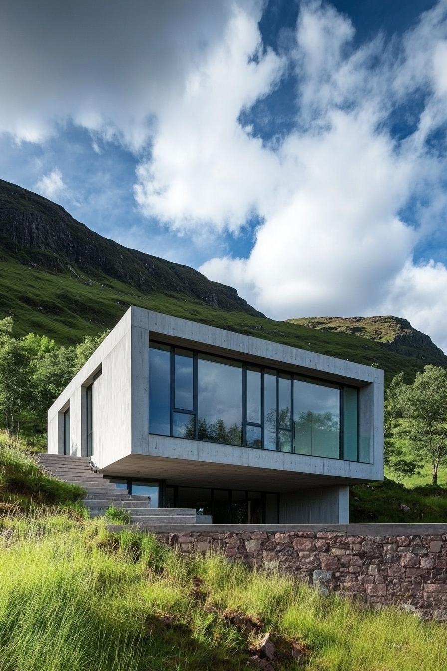 modern grey white house in stunning Scotland mountains 3