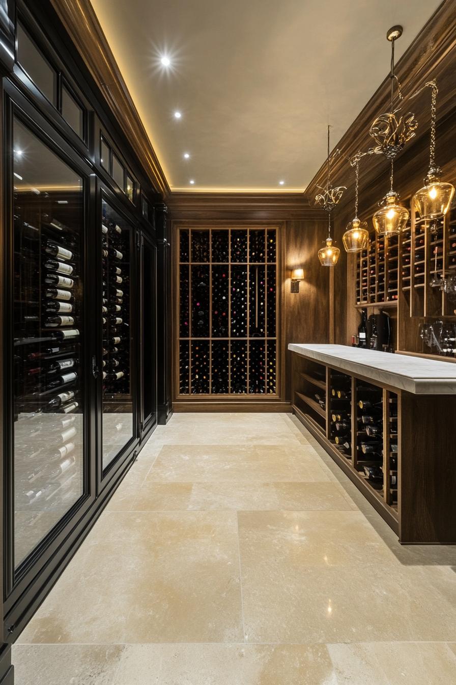 modern hampton style luxury mansion wine cellar with tasting room 2