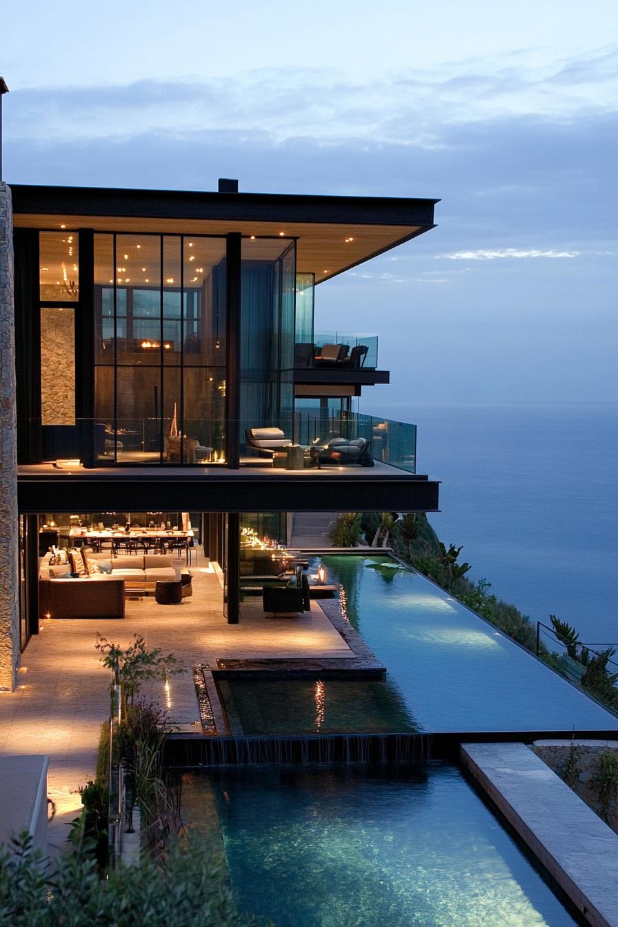 modern house on a slope rooftop infinity pool and ocean views 2