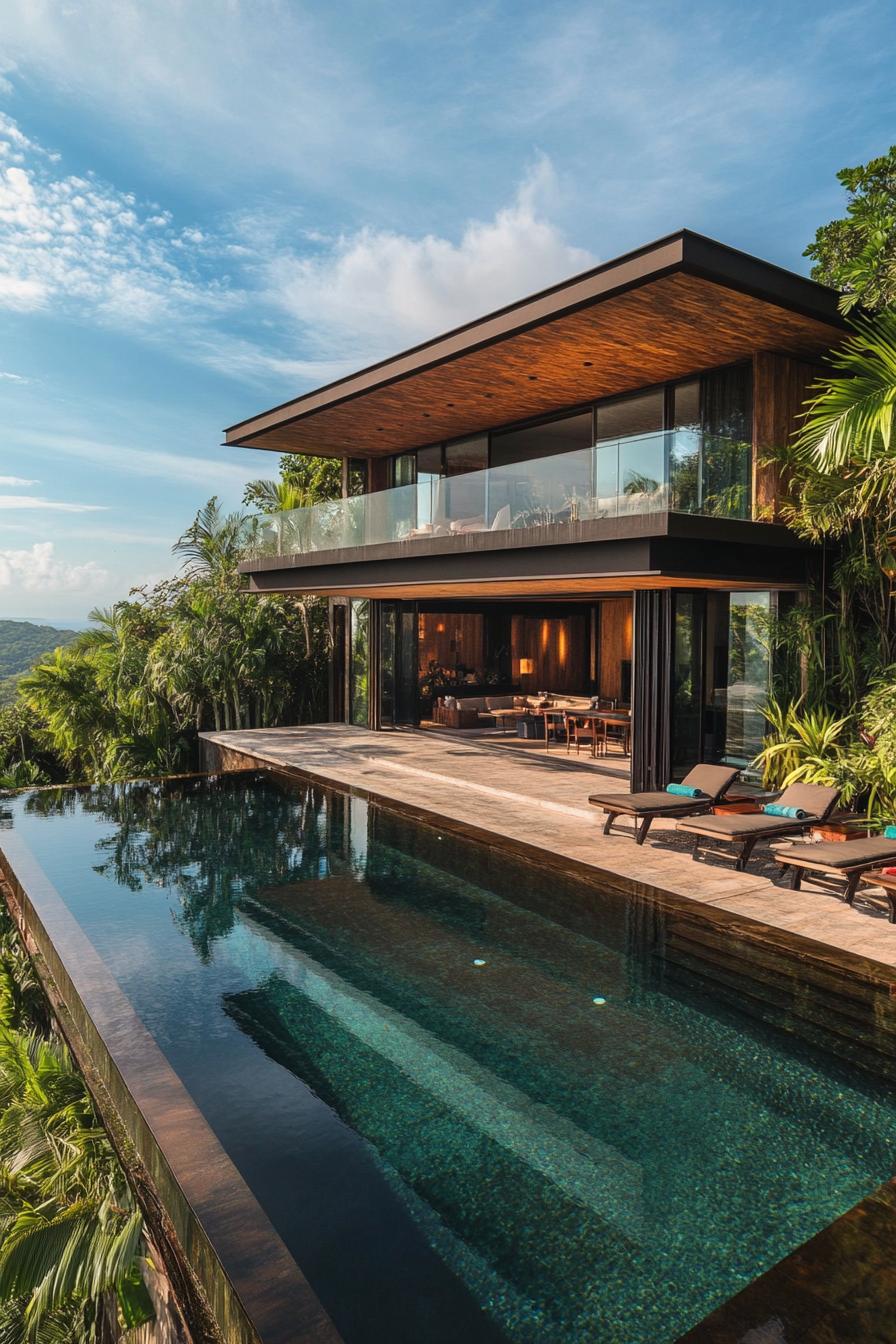 modern house on a slope rooftop infinity pool and ocean views 3