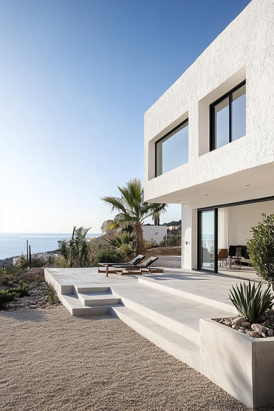 modern spanish villa stucco walls on seashore 1