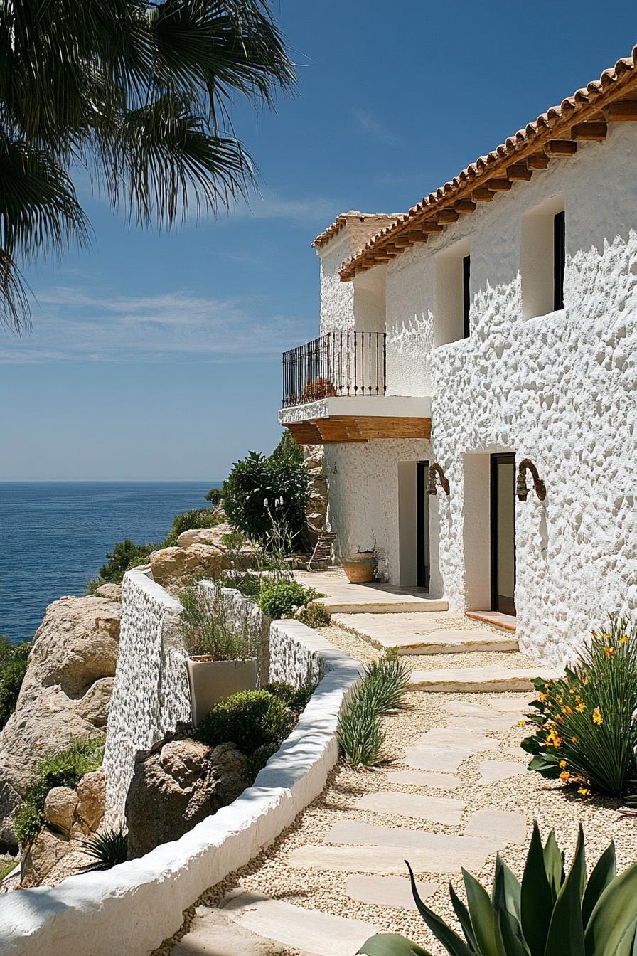 modern spanish villa stucco walls on seashore 2