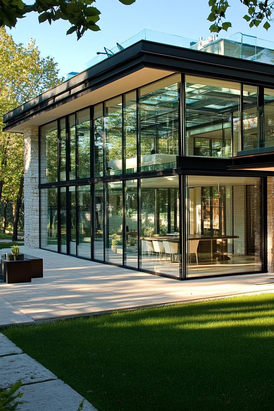 modern suburban mansion with glass atrium 1