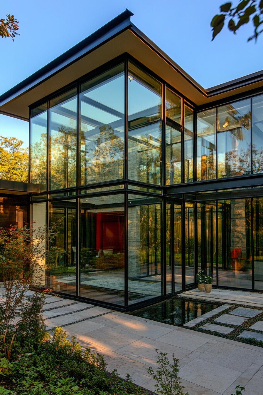 modern suburban mansion with glass atrium 2