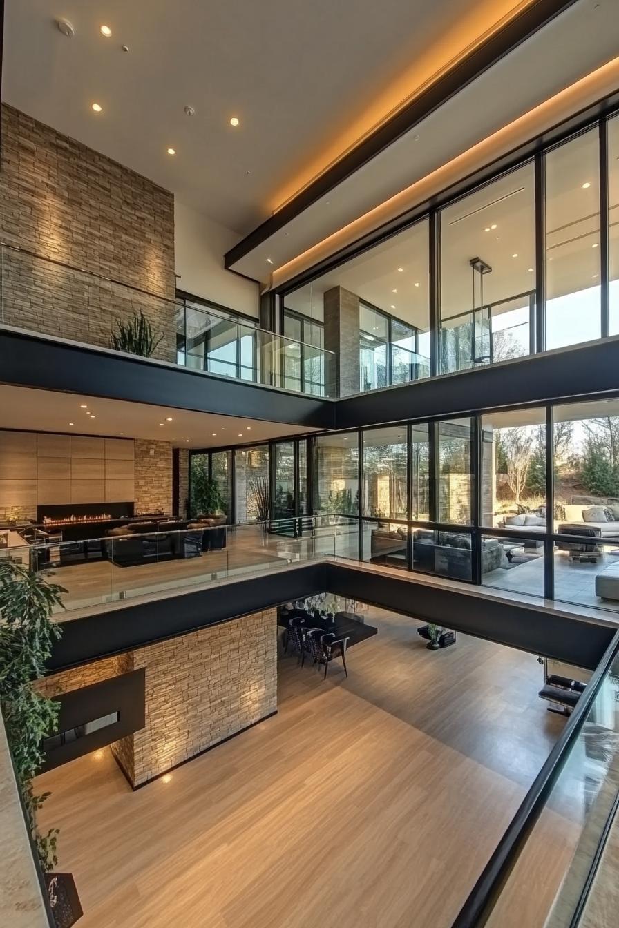 modern suburban mansion with glass atrium 3