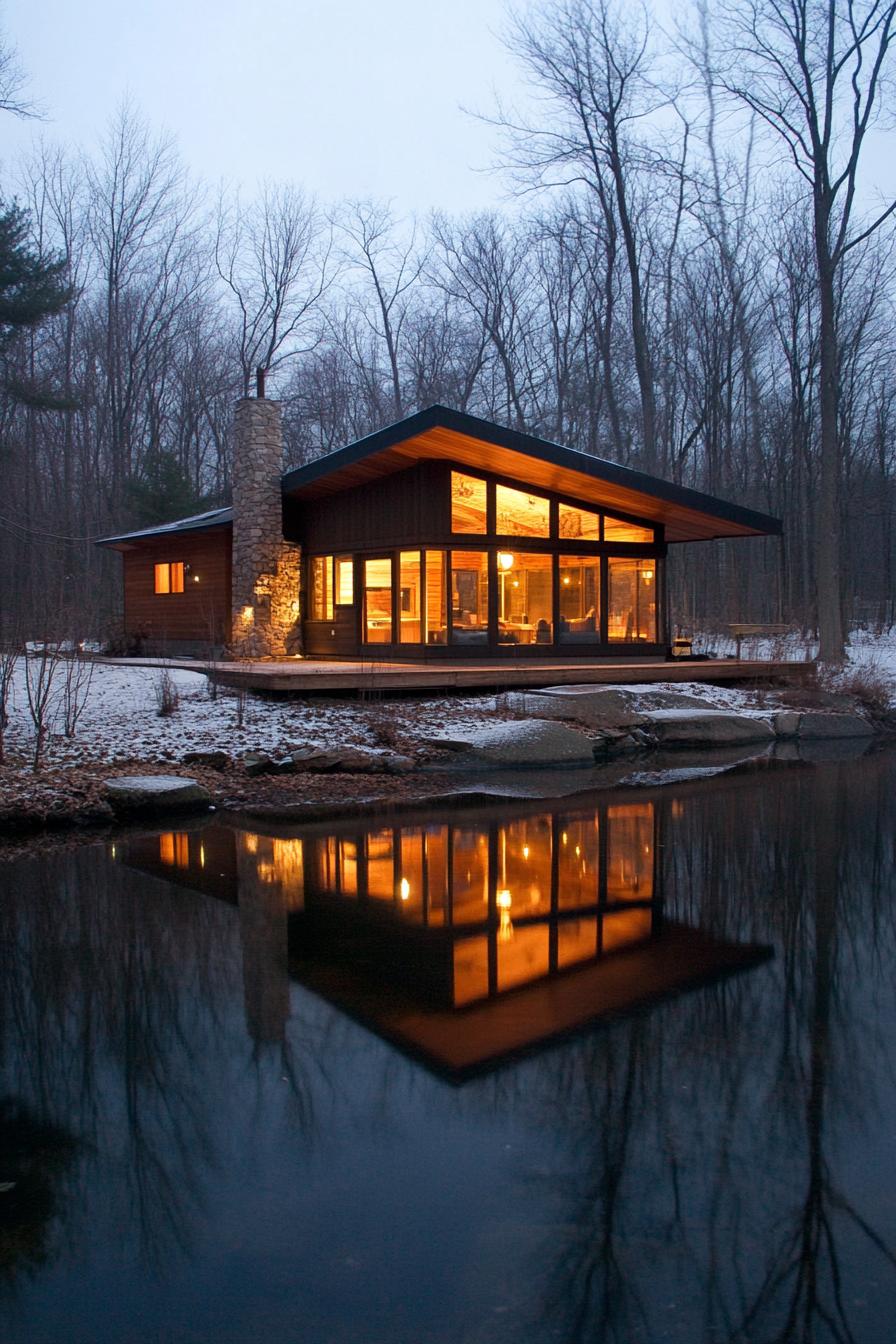 secluded modern cabin with private lake beach 2