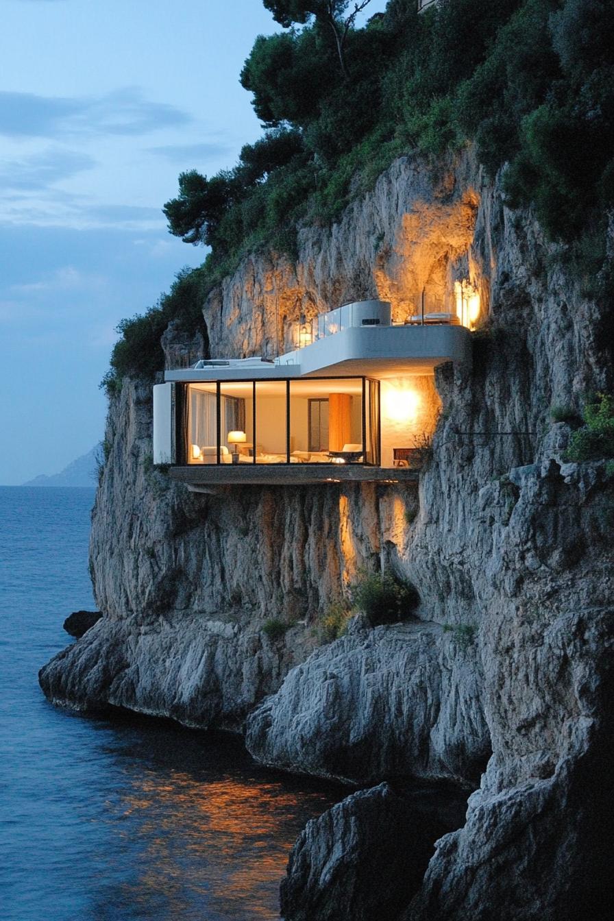 big modern cliffside retreat house on Amalfi coast 2