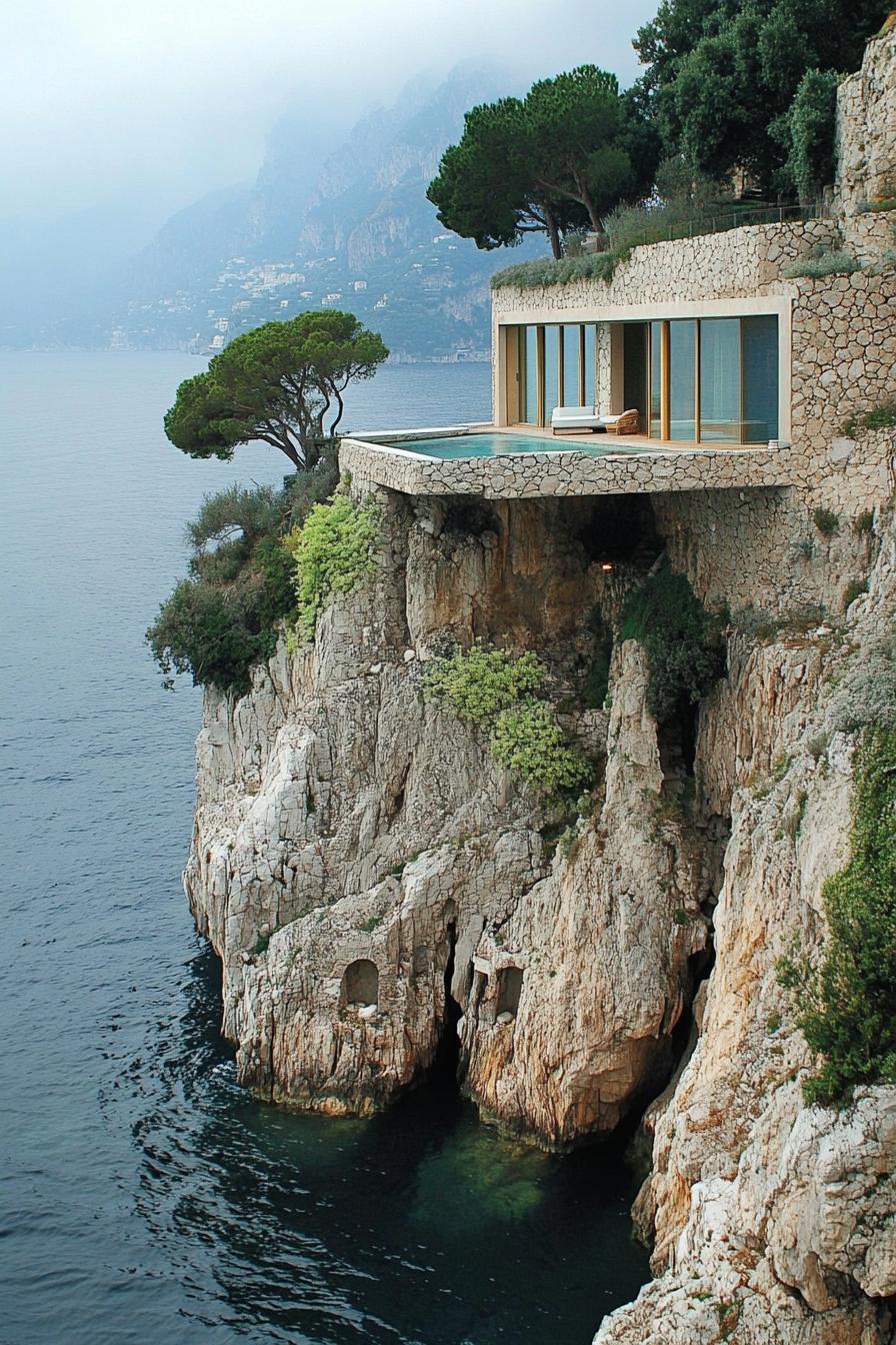 big modern cliffside retreat house on Amalfi coast 3