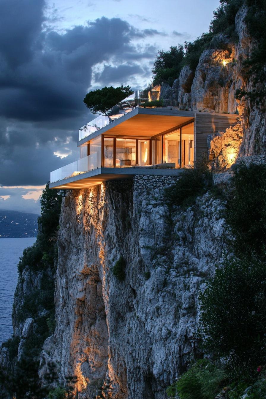 big modern cliffside retreat house on Amalfi coast