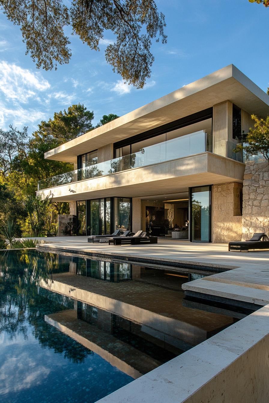 massive modern mansion on ancient ruins