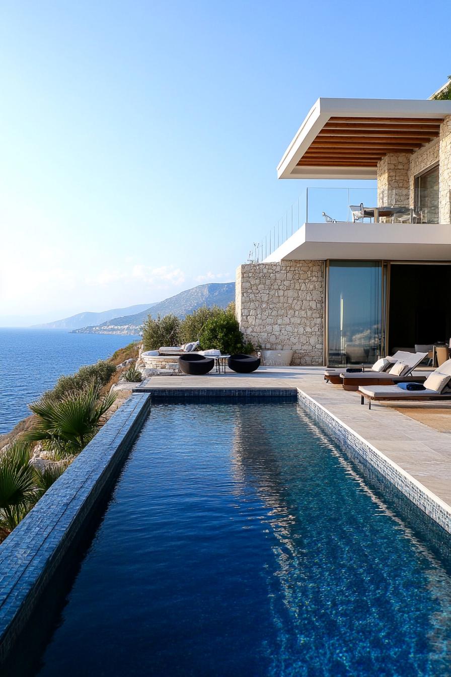 modern Greek seafront villa with pool 2