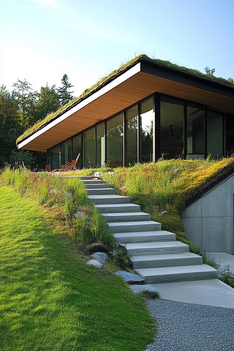 modern green exterior house with earth roof 3