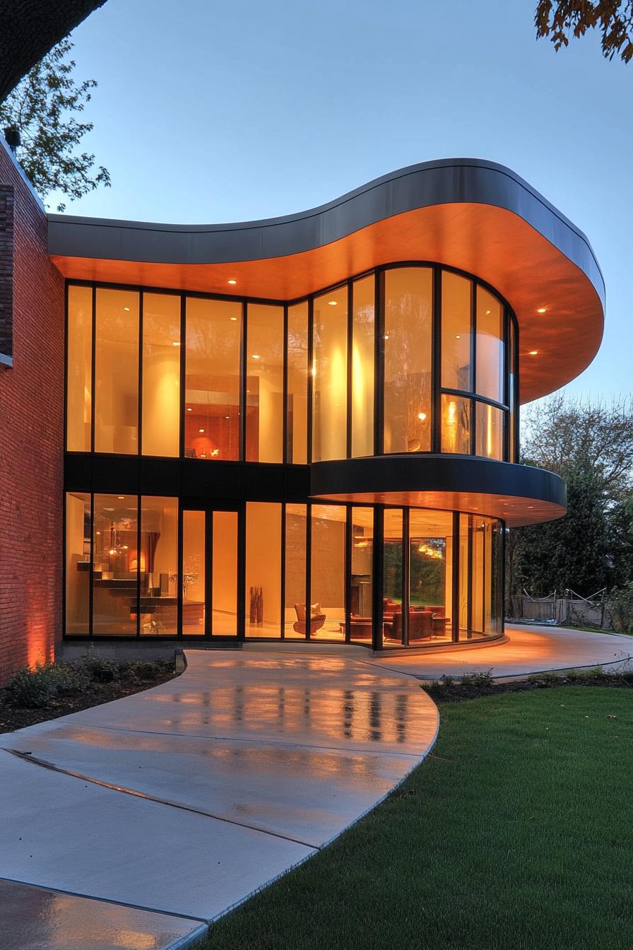 modern house facade with curved glass 1