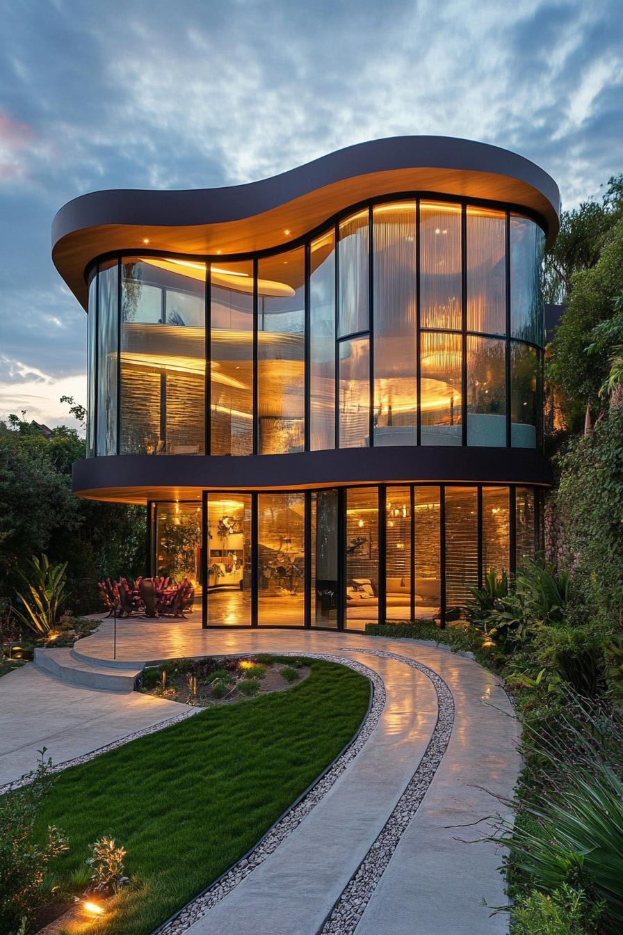 modern house facade with curved glass 2