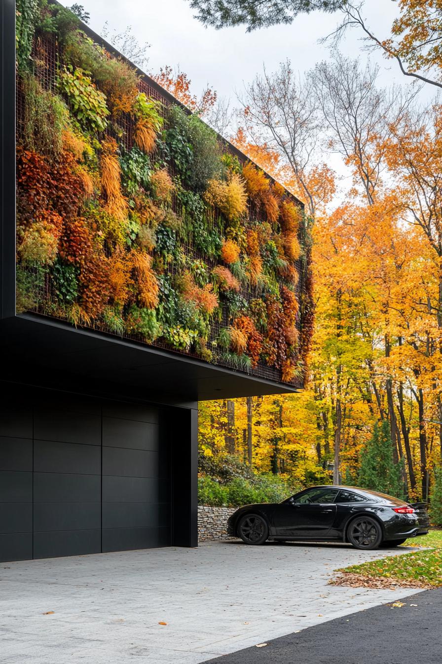 modern house garage with vertical garden facade stunning fall countryside views 1