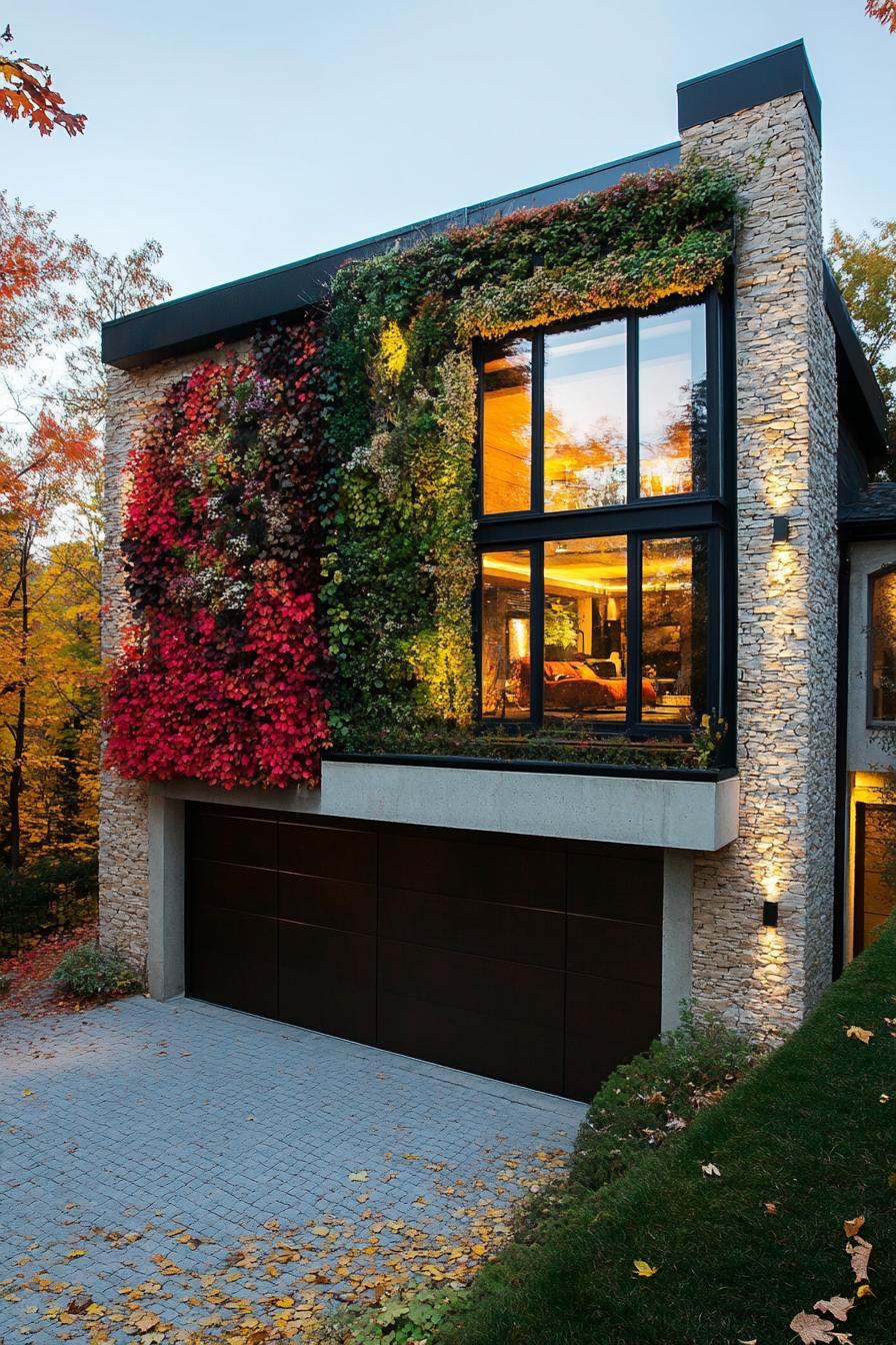 modern house garage with vertical garden facade stunning fall countryside views 2