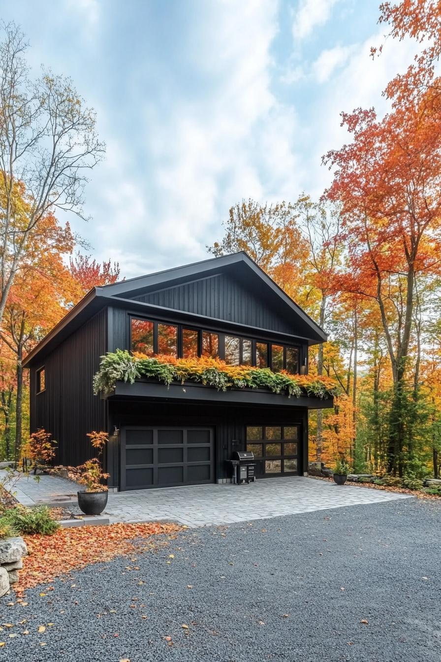 modern house garage with vertical garden facade stunning fall countryside views 3