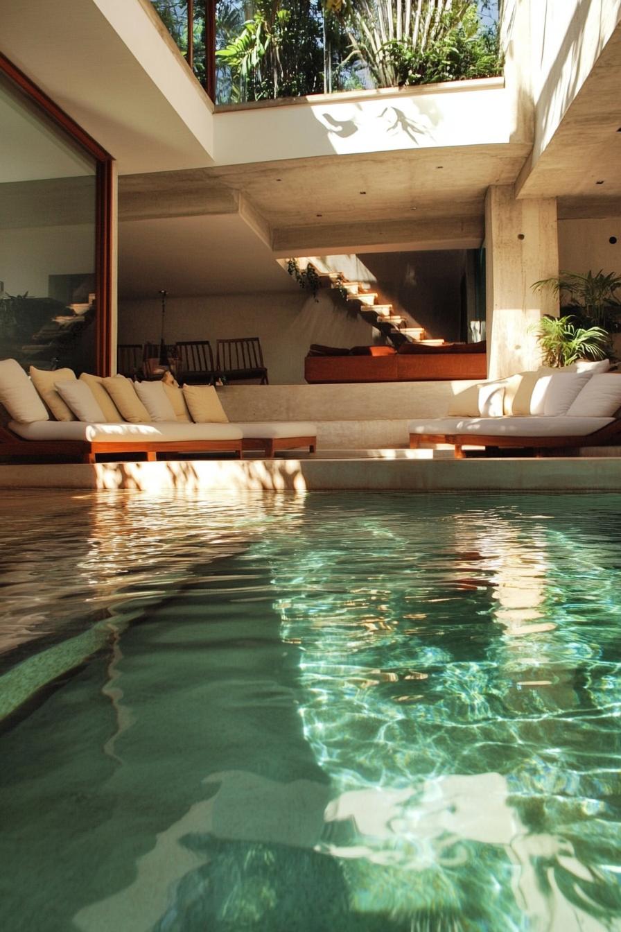 modern house pool with submerged seating