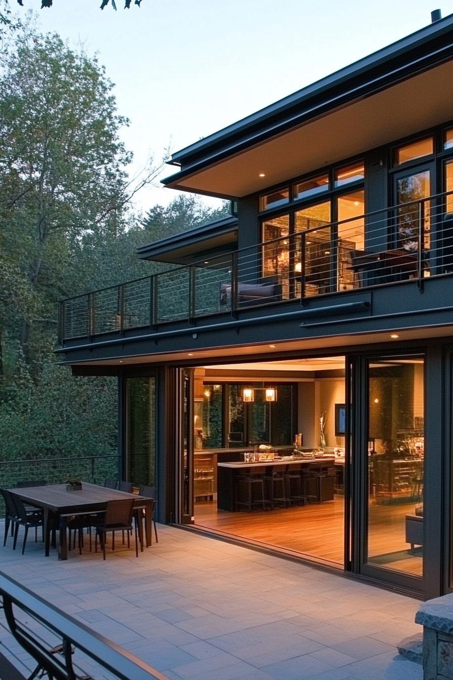 modern house sliding glass doors to wraparound deck 3