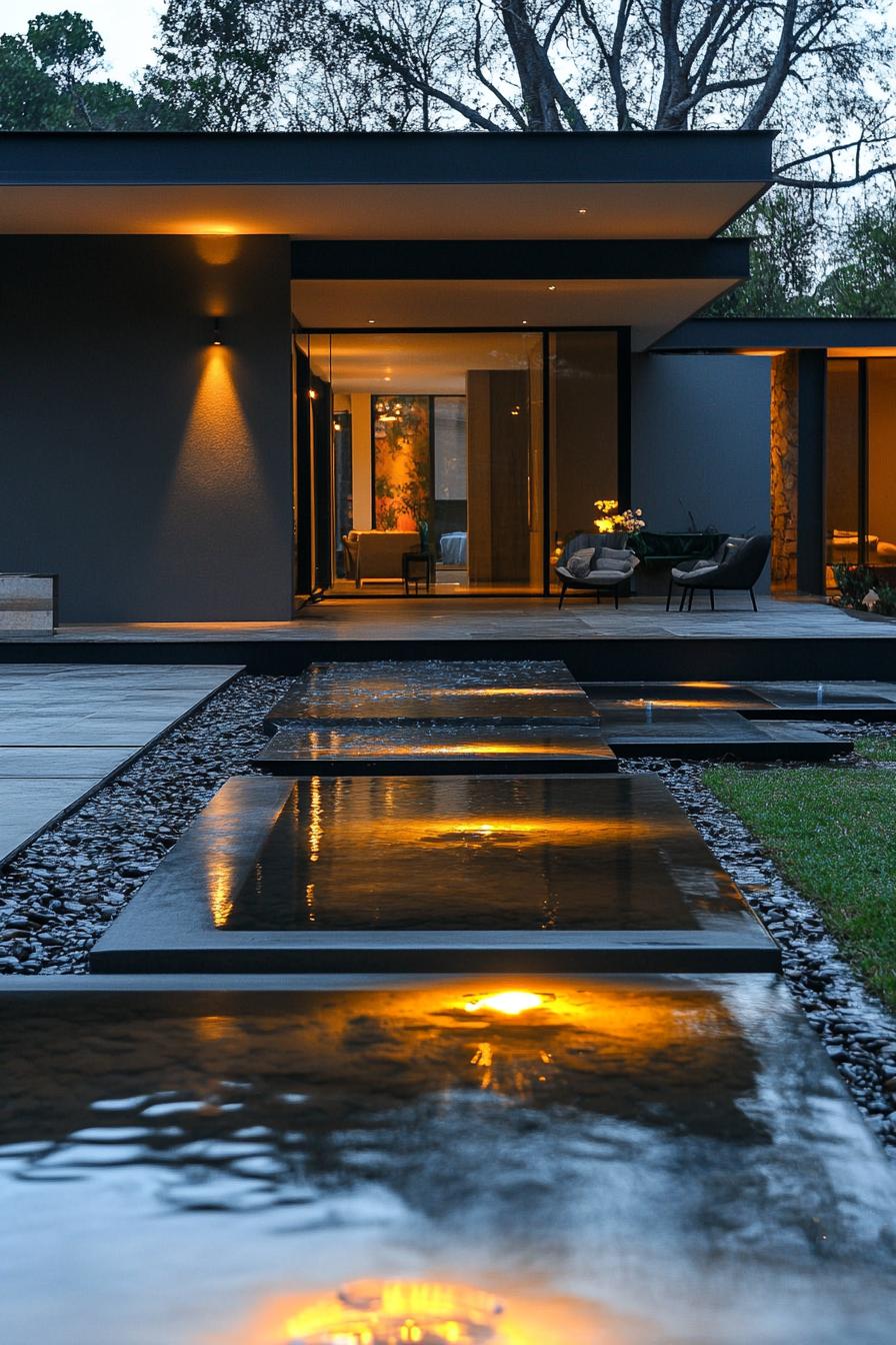 modern house yard water features with LED 1