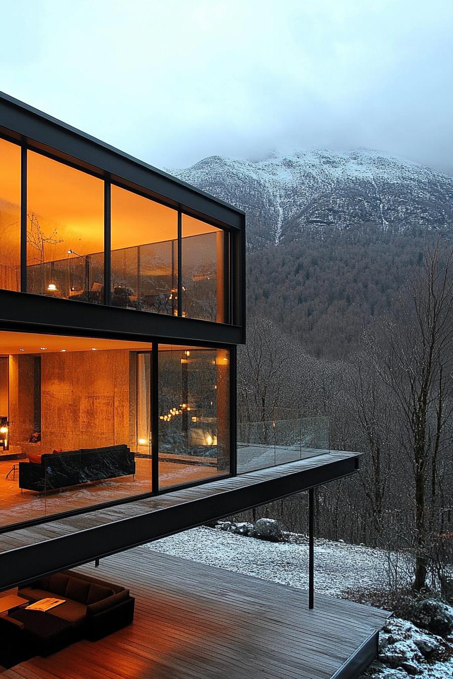 modern minimalist house full wall windows with stunning mountain views 1